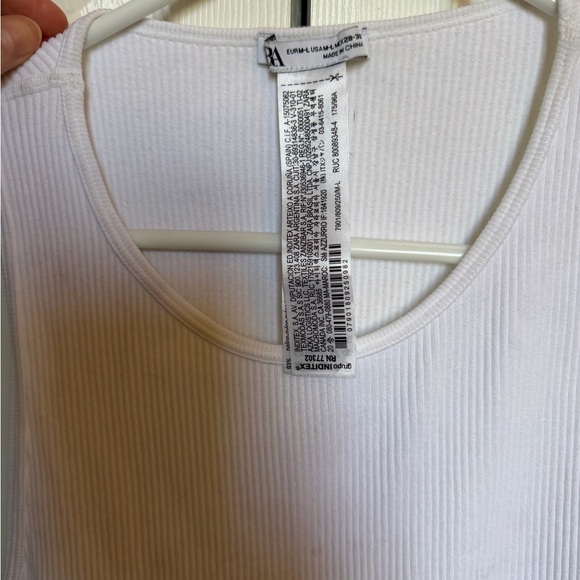 Zara White Ribbed Crop Tank with Rhinestone Fringe - Picture 3 of 7